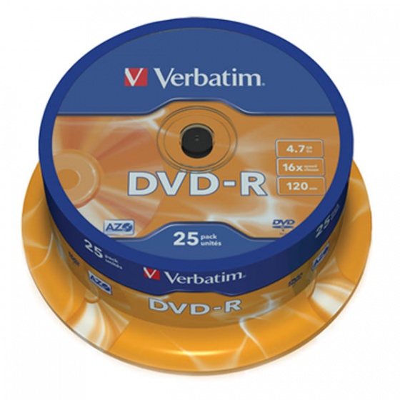 Verbatim DVD-R 4.7GB 16x Matt Silver 25/1 pack spindle (V043522)