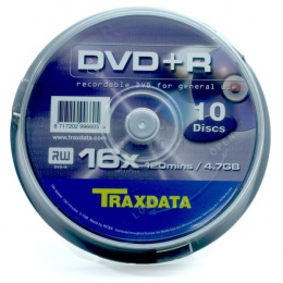 Traxdata DVD+R 10/1 spindle, 16X, 4,7GB