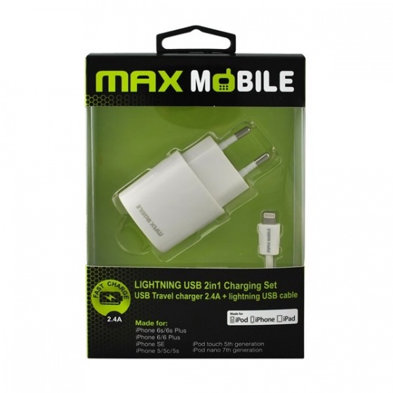Max Mobile punjač set 2u1 iPhone 5/6/7 2,4A MFI
