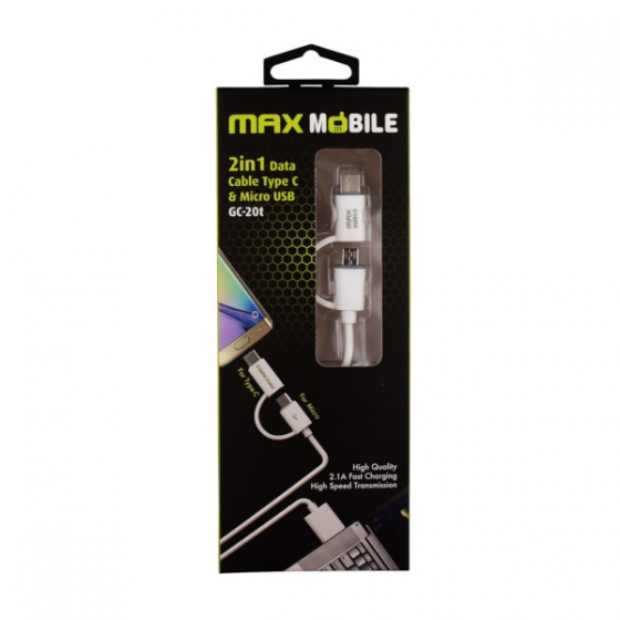 Max Mobile Data kabal USB 2.0 2u1 Type C+ Micro USB bijeli