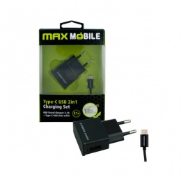Max Mobile punjač SET 2u1 Kućni USB+ Type C kabal 2,1A