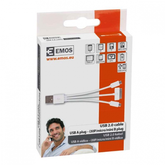 Emos kabal USB Micro B, mini B, i30P, 0,2m SM7050